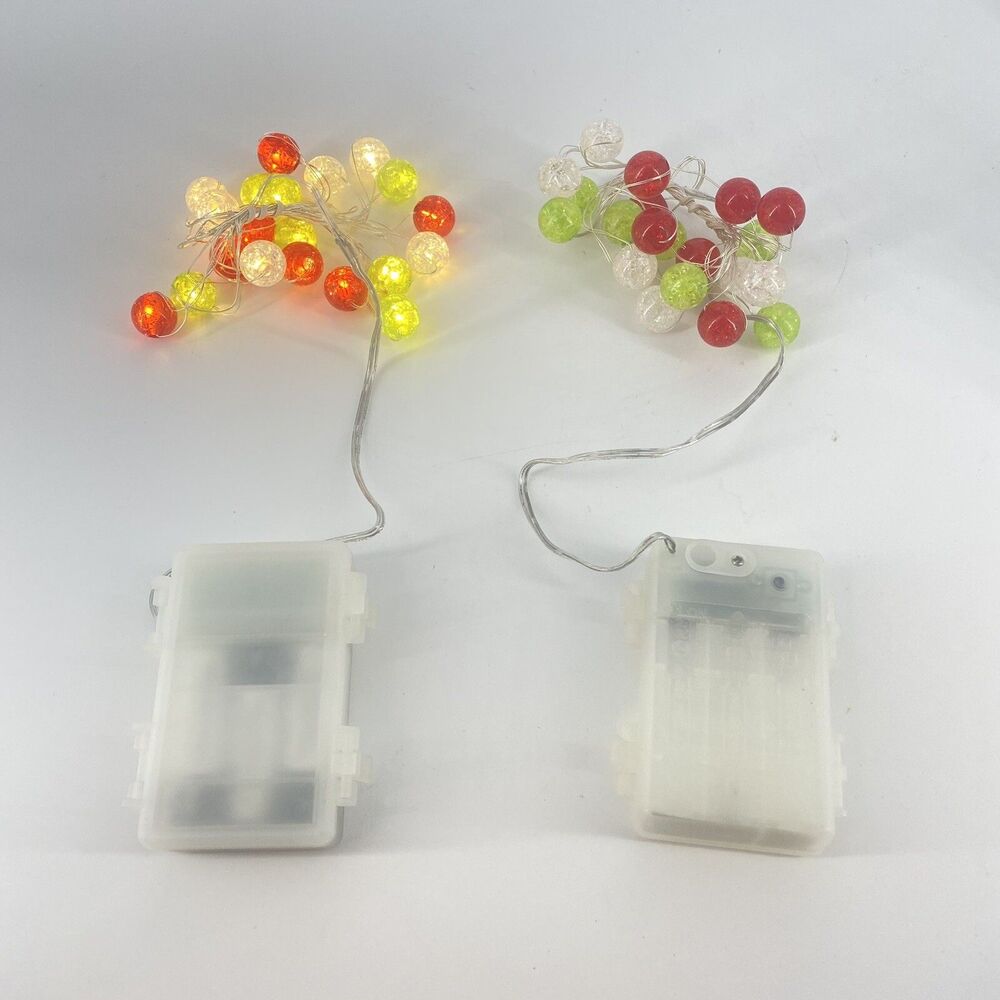 Set of 2 Pier 1 Multi Color Sphere Glimmer Strings Flexible LED Lights 10ft